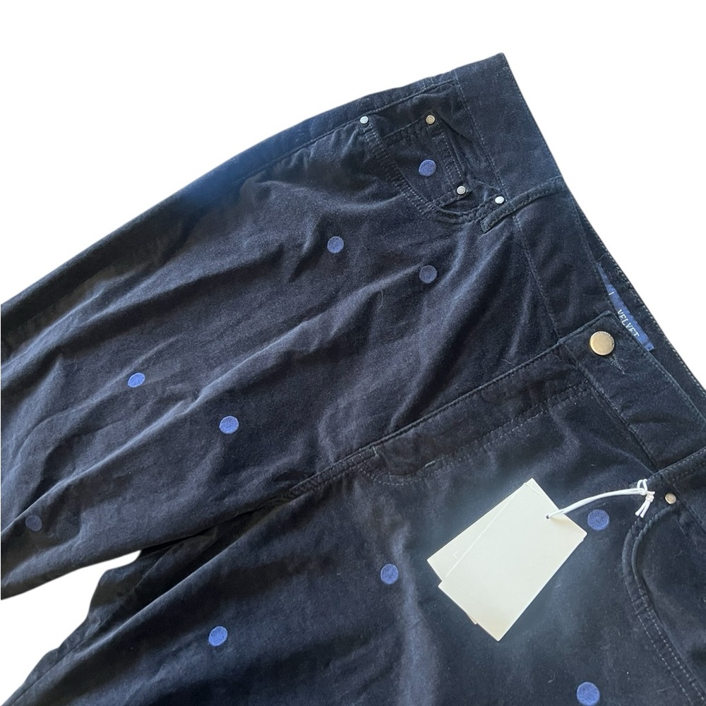 Boden NWT navy high rise velvet super skinny pants with polka dots - Picture 5 of 11